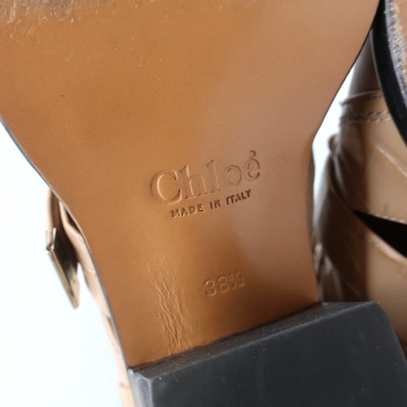 CHLOE RYLEE CUTOUT LACE-UP ANKLE BOOTS BEIGE CROC-EFFECT LEATHER SIZE 38.5 - Picture 12 of 12